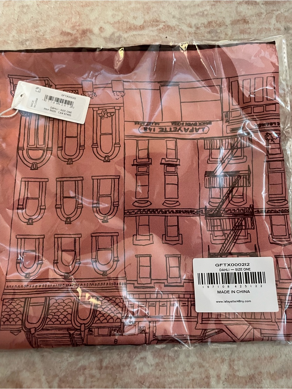 Lafayette 148 New York Rose Pink Architectural Print Scarf